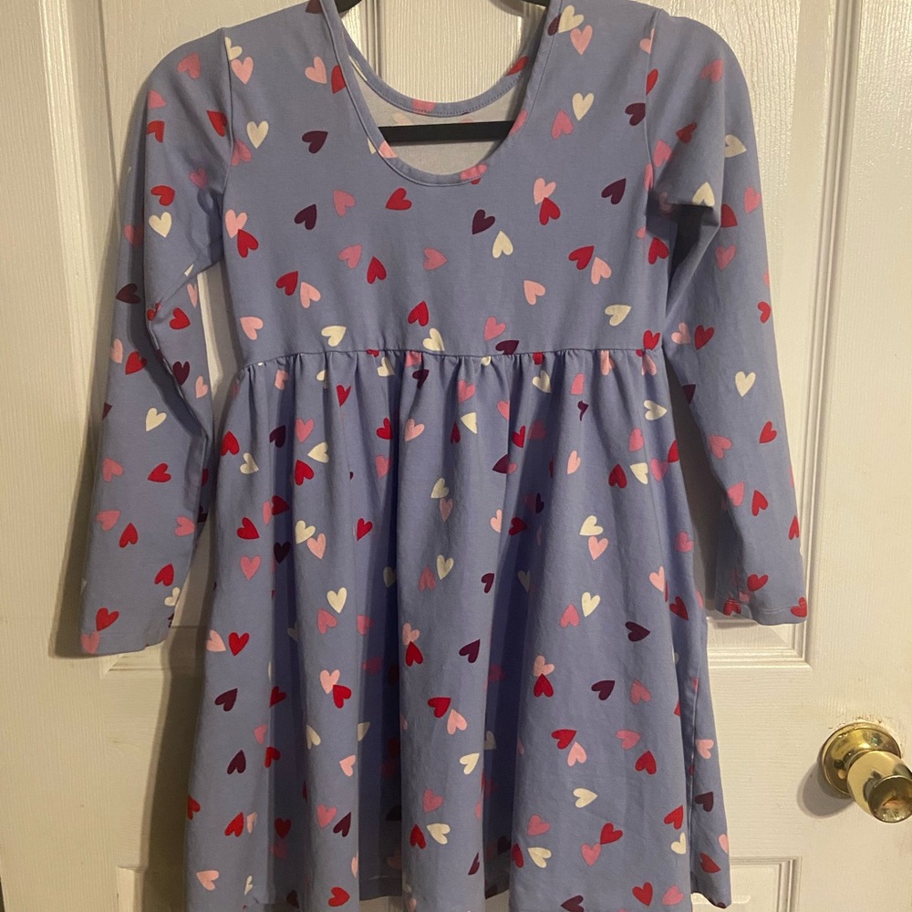 EUC Gorgeous Girls Hanna Andersson Purple With Hearts Dress 140 Sz 10